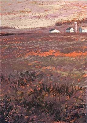 Pale Purple Fields, Farm, pastels, 6.75" x 4.75", 2008